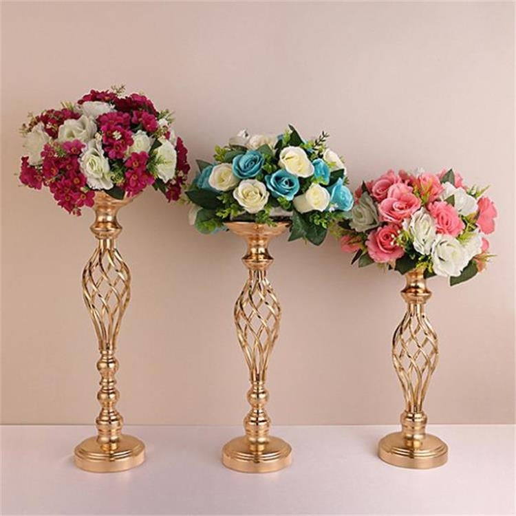 Gold Plated Wrought Iron Candlestick Window Wedding Props Decoration, Size:54cm