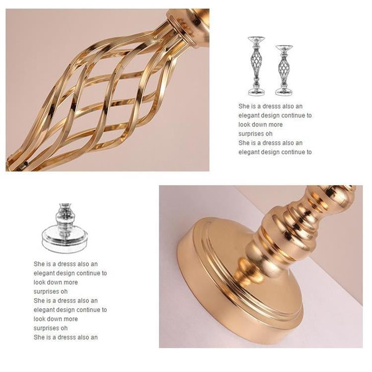 Gold Plated Wrought Iron Candlestick Window Wedding Props Decoration, Size:54cm