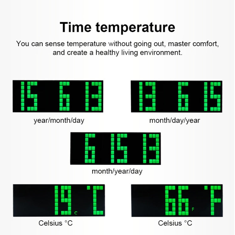 Digital Electronic Alarm Clock Creative LED Desk Clock US Plug, Style:6 Digits 5 Segments(Blue Light)