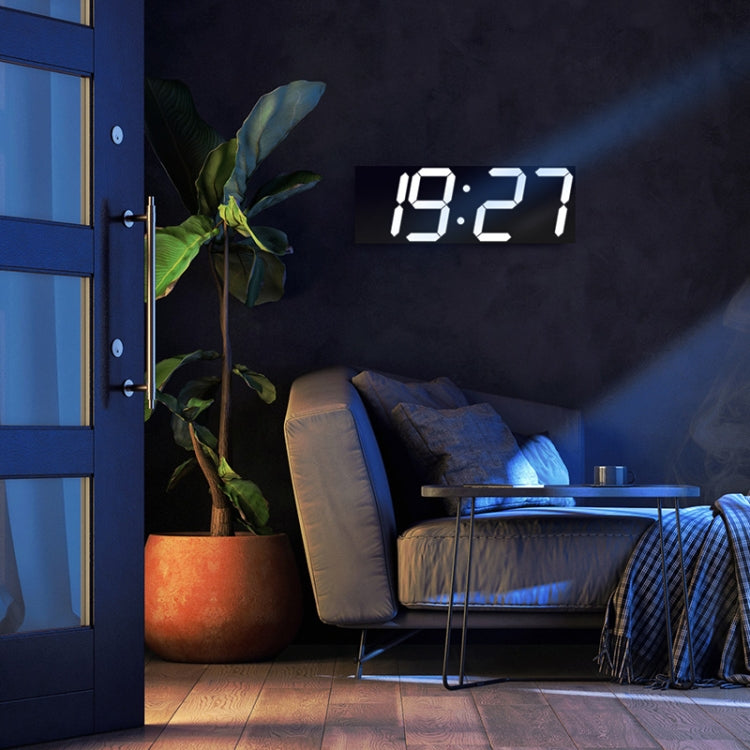 Creative Wall Clock Alarm Clock Simple Remote Control Perpetual Calendar Electronic Clock US Plug, Style:Single-sided Remote Control(White Font)