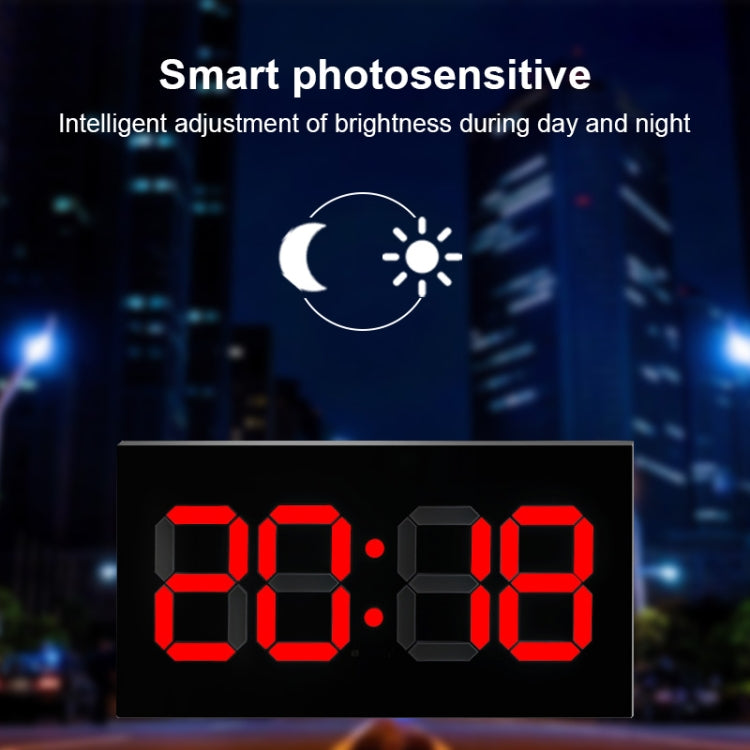 Creative Wall Clock Alarm Clock Simple Remote Control Perpetual Calendar Electronic Clock US Plug, Style:Single-sided Remote Control(Red Font)