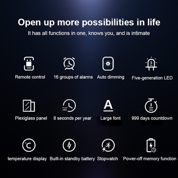 Creative Wall Clock Alarm Clock Simple Remote Control Perpetual Calendar Electronic Clock US Plug, Style:Single-sided Remote Control(Red Font)