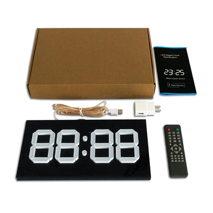 Creative Wall Clock Alarm Clock Simple Remote Control Perpetual Calendar Electronic Clock US Plug, Style:Single-sided Remote Control(Red Font)