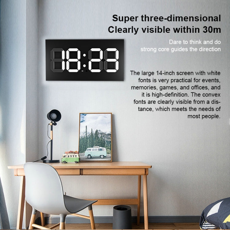 Creative Wall Clock Alarm Clock Simple Remote Control Perpetual Calendar Electronic Clock US Plug, Style:Single-sided Remote Control(Red Font)