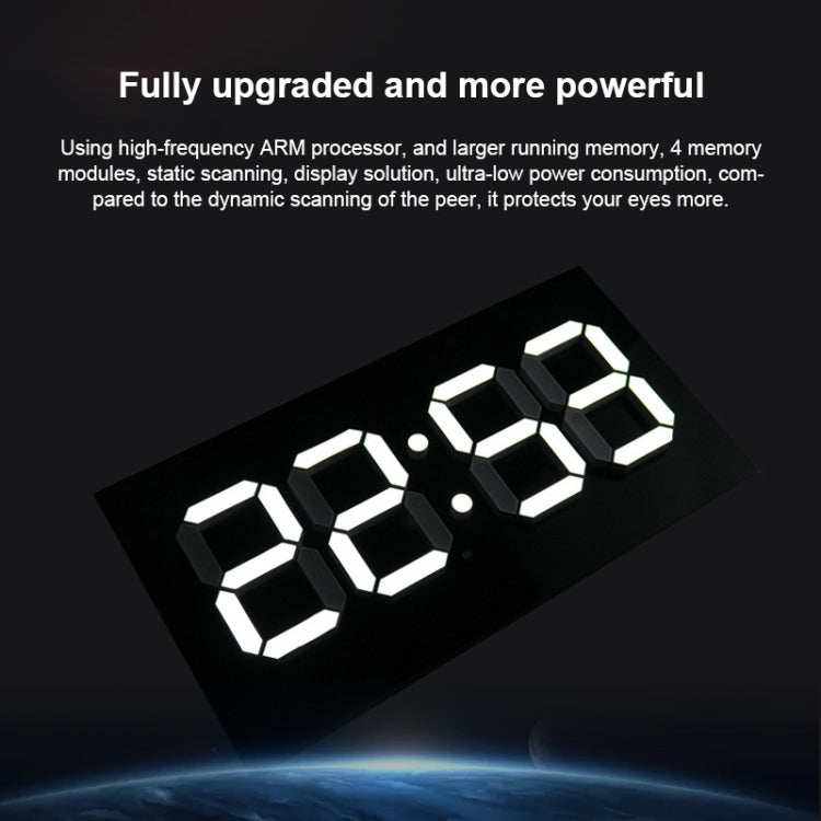 Creative Wall Clock Alarm Clock Simple Remote Control Perpetual Calendar Electronic Clock US Plug, Style:Single-sided Remote Control(Red Font)