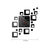 Home Mirror Surface Sticker Home Office Decorative Mirrors 3D Stereo Clock Acrylic Mirror Clock Block Combination Clock(Black)