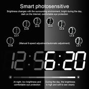 Multifunctional LED Wall Clock Creative Digital Clock, Style:Hollow Remote Control(White Font)