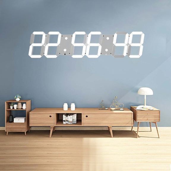Multifunctional LED Wall Clock Creative Digital Clock, Style:Hollow Remote Control(White Font)