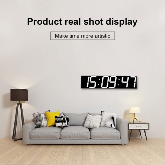 Multifunctional LED Wall Clock Creative Digital Clock, Style:Hollow Remote Control(White Font)