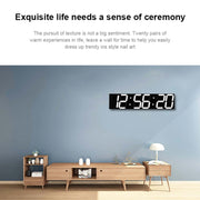 Multifunctional LED Wall Clock Creative Digital Clock, Style:Hollow Remote Control(Red Font)
