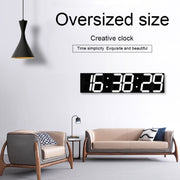 Multifunctional LED Wall Clock Creative Digital Clock, Style:Hollow Remote Control(Blue Font)