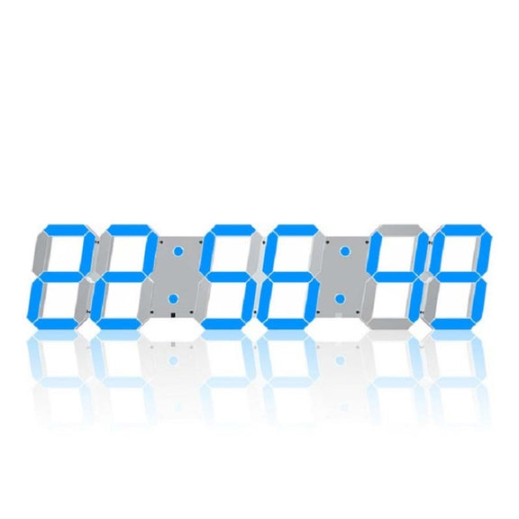 Multifunctional LED Wall Clock Creative Digital Clock, Style:Hollow Remote Control(Blue Font)