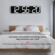 Multifunctional LED Wall Clock Creative Digital Clock, Style:Hollow Remote Control(Blue Font)