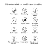 Multifunctional LED Wall Clock Creative Digital Clock, Style:Hollow Remote Control(Blue Font)