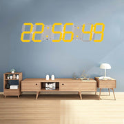Multifunctional LED Wall Clock Creative Digital Clock, Style:Hollow Remote Control(Gold Font)