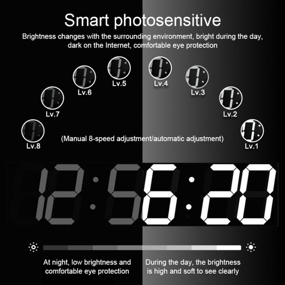 Multifunctional LED Wall Clock Creative Digital Clock, Style:Hollow Remote Control(Gold Font)