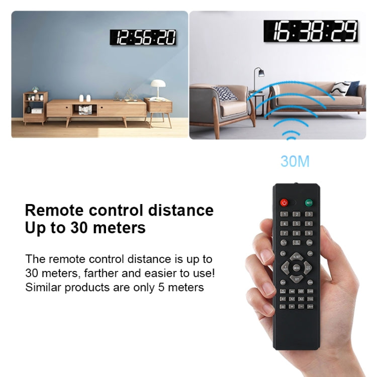 Multifunctional LED Wall Clock Creative Digital Clock, Style:Sealed Box Remote Control(Red Font)