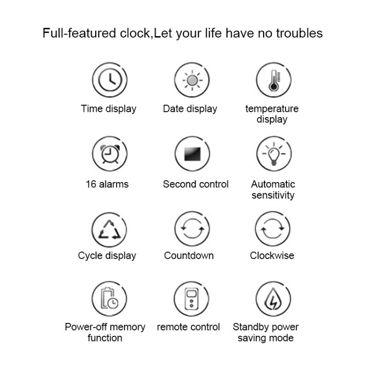 Multifunctional LED Wall Clock Creative Digital Clock, Style:Sealed Box Remote Control(Red Font)