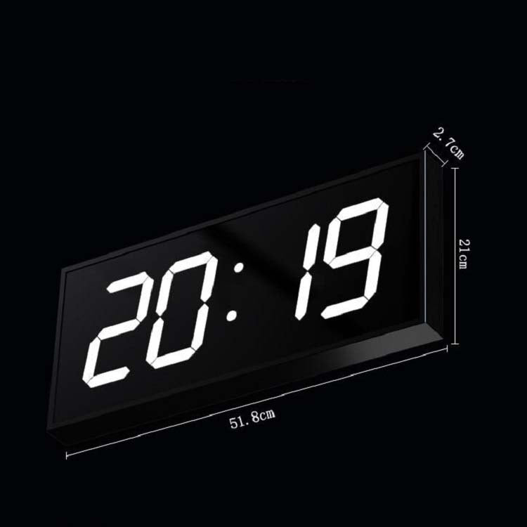 LED Large Screen Digital Electronic Clock Remote Control Double-sided Wall Clock (White)