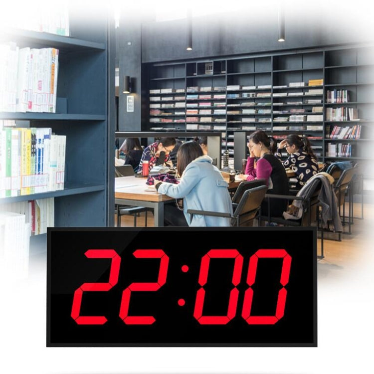 LED Large Screen Digital Electronic Clock Remote Control Double-sided Wall Clock (Red)