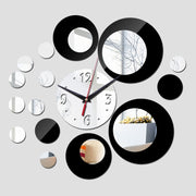 3D Stereo Decorative Clock Acrylic Digital Mirror Wall Sticker Wall Clock(Silver Black)