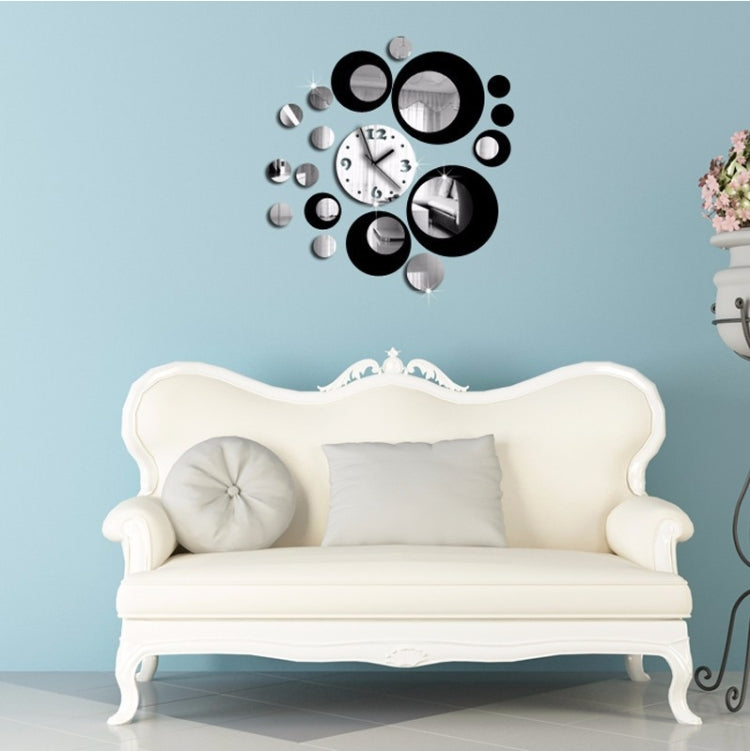 3D Stereo Decorative Clock Acrylic Digital Mirror Wall Sticker Wall Clock(Silver Gold)