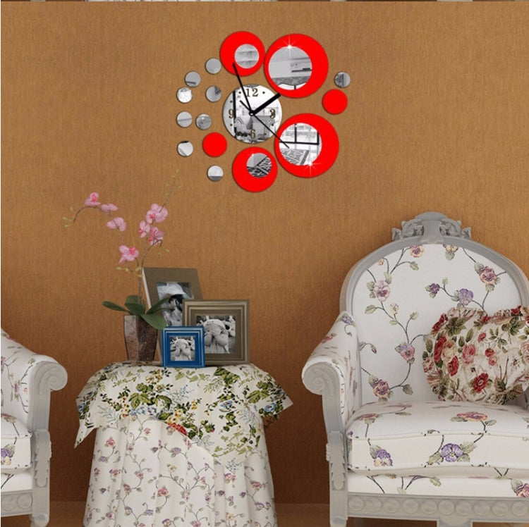 3D Stereo Decorative Clock Acrylic Digital Mirror Wall Sticker Wall Clock(Silver Gold)