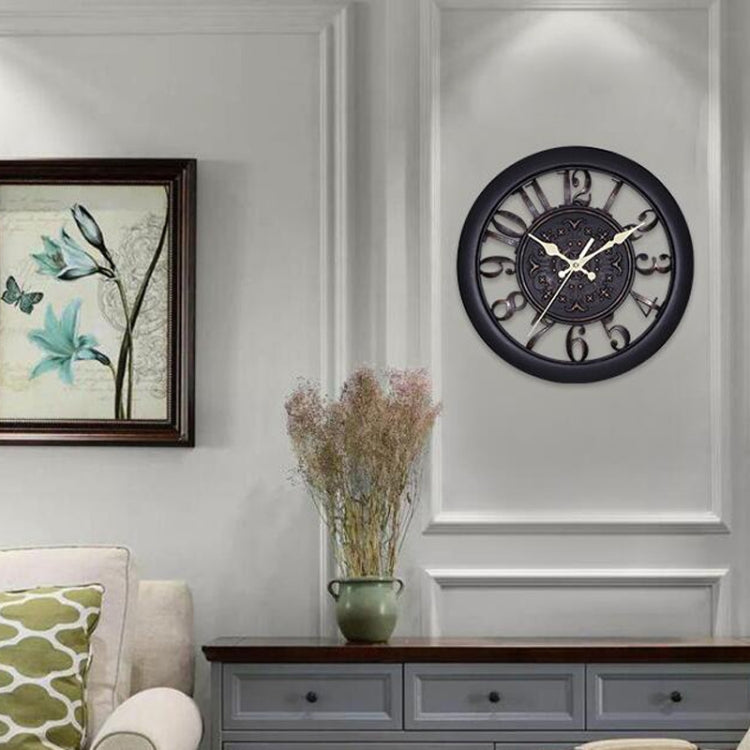 Home Round Retro Living Room Quartz Wall Clock(Antique Copper)