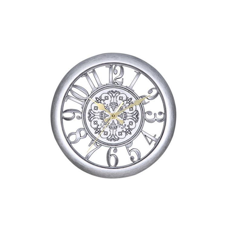 Home Round Retro Living Room Quartz Wall Clock(Antique Silver)