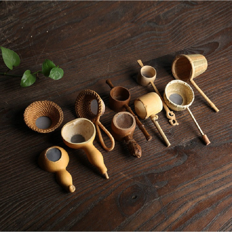 Bamboo Woven Creative Filter Reusable Filter Tea Colander Gadget, Style:Bamboo Root Tea Leak