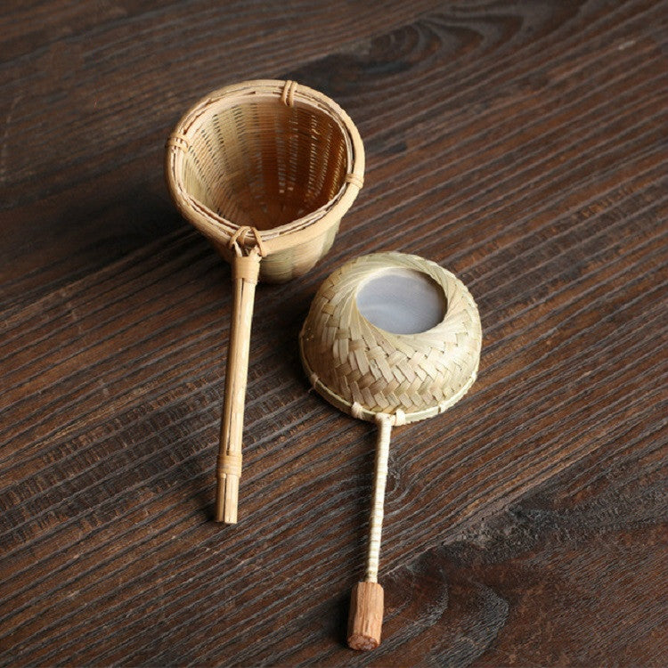 Bamboo Woven Creative Filter Reusable Filter Tea Colander Gadget, Style:Bamboo Pole Gauze Plum Tea Leak