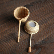 Bamboo Woven Creative Filter Reusable Filter Tea Colander Gadget, Style:Bamboo Basket Tea Leak