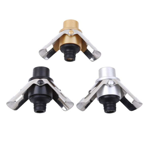 Push-button Stainless Steel Pumping Champagne Stopper Sparkling Champagne Snap Wing Vacuum Wine Stopper(Silver)