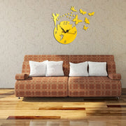 Butterfly Star 3D Acrylic Stereo Living Room Bedroom Decorating Mirror Wall Clock(Gold)
