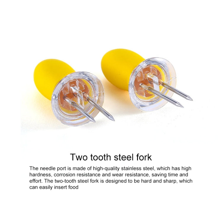 5 Pairs Outdoor BBQ Stainless Steel Corn Fork Fruit Fork Corn Device(Orange)