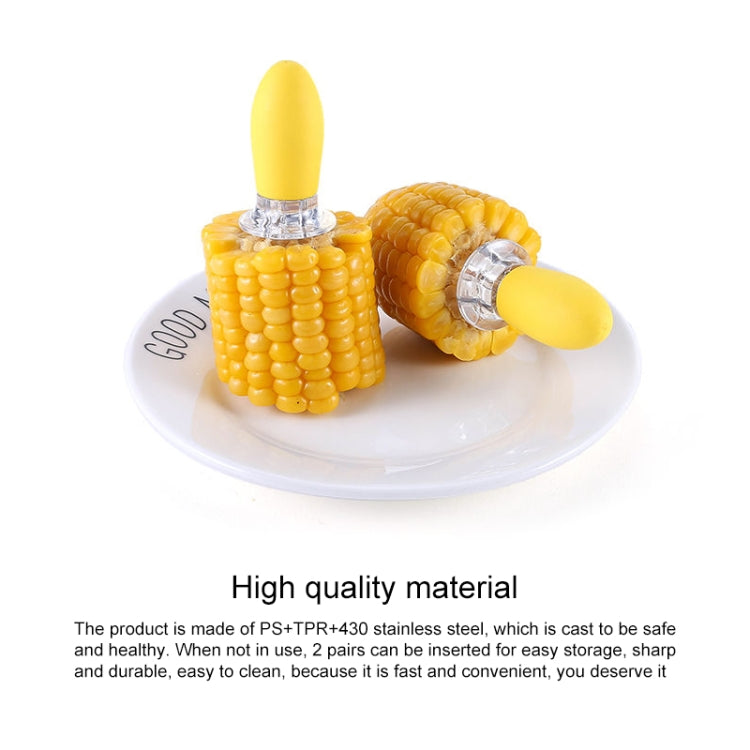 5 Pairs Outdoor BBQ Stainless Steel Corn Fork Fruit Fork Corn Device(Orange)