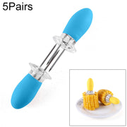 5 Pairs Outdoor BBQ Stainless Steel Corn Fork Fruit Fork Corn Device(Blue)
