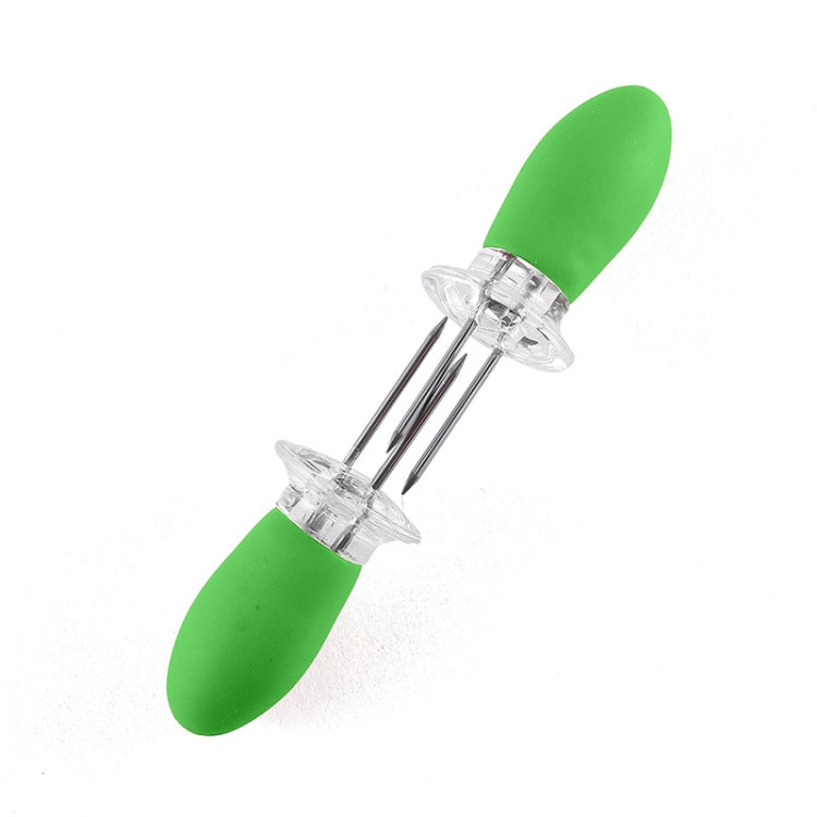 5 Pairs Outdoor BBQ Stainless Steel Corn Fork Fruit Fork Corn Device(Green)