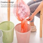 Household Removable Plastic Trash Bin Built-in Trash Bag Box(Green)