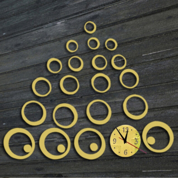 Wall Clock 3D Three-dimensional Acrylic Fashion Mirror Wall Stickers Clock DIY Circle Combination Decorative Clock(Gold)
