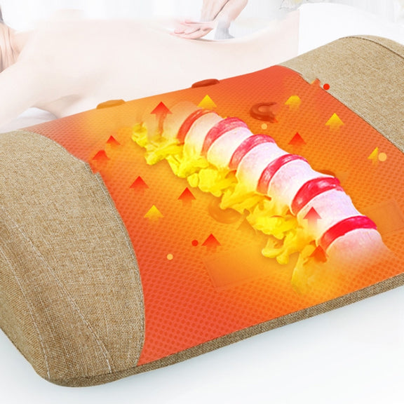 Heating Pulse Acupuncture Waist Massager Multifunctional Household Lumbar Disc Automatic Traction Device, Plug Type:US Plug(Brown)