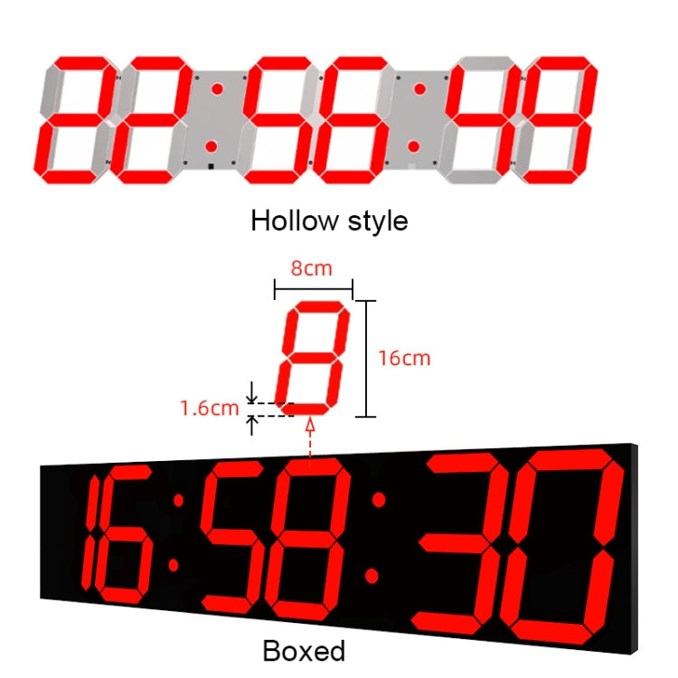 Creative LED Digital Wall Clock Multi-function WIFI Clock, Style:6 Bit Hollow WIFI(White)