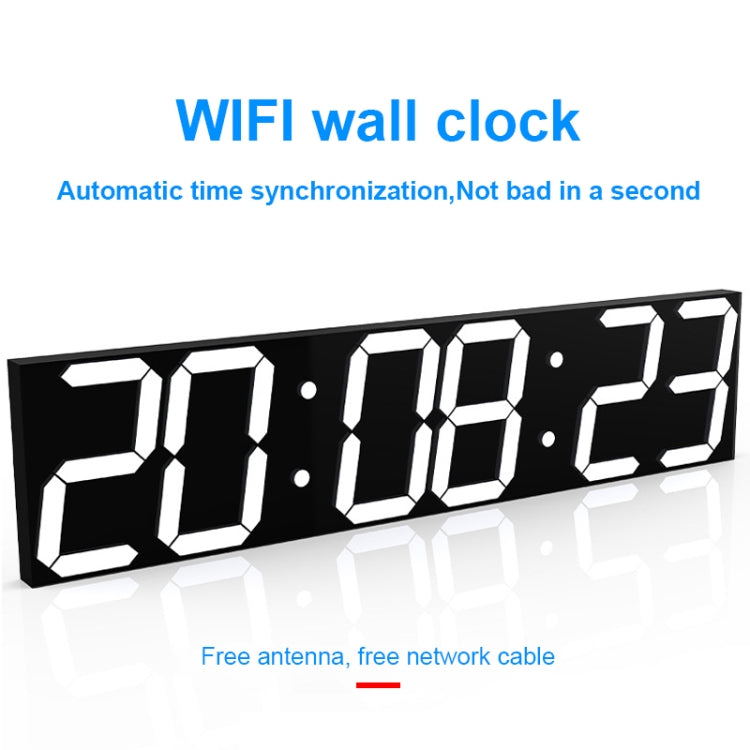 Creative LED Digital Wall Clock Multi-function WIFI Clock, Style:6 Bit Hollow WIFI(White)