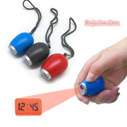 Portable Digital Projection Alarm Clock Mini Projector LED Clock Carry Time Flashlight Clock with Hanging Rope(Blue)