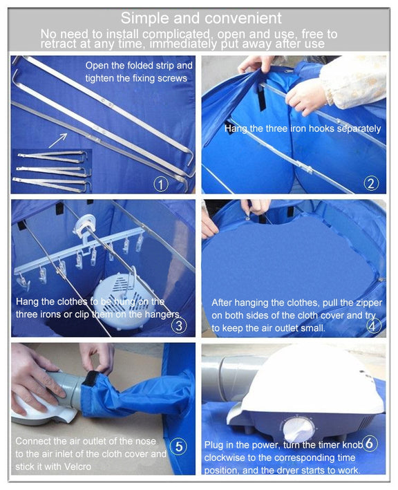 Foldable Free Installation Portable Household Mini Clothes Dryer(Blue)