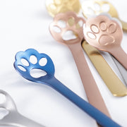 Stainless Steel Creative Cat Claw Coffee Spoon Dessert Cake Spoon, Style:Hollow Cat Claw Spoon, Color:Colorful