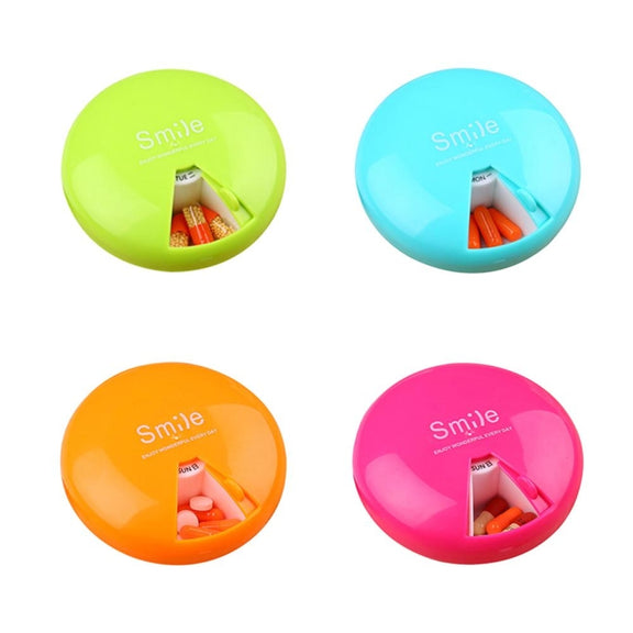 Portable 7 Days Drugs Pill Container Rotation Pillbox(Orange)