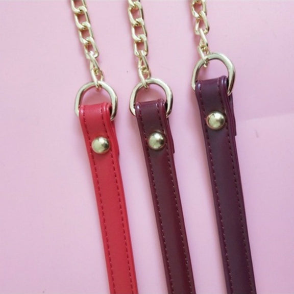 Women Bag PU Leather Chain Long Shoulder Strap Bag Accessories(Red Wine)
