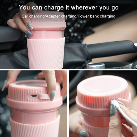 Portable USB Rechargeable Mini Household Electric Fruit Juicer(Pink)