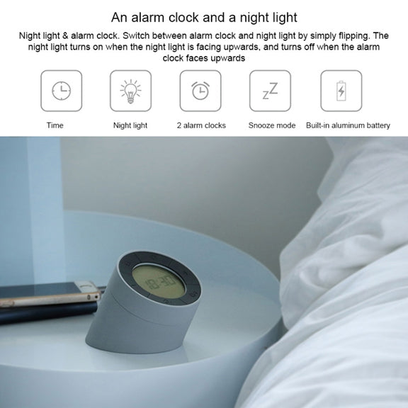 Simple Home Creative Multi-function Charging Stepless Dimming Alarm Clock Night Light(White)